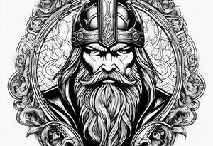 thor with red beard and hammer tattoo idea