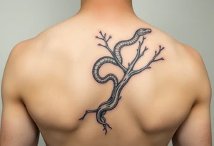 Snake climb on the tree tattoo idea