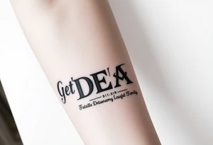 I want a cool design that includes the words “Don’t Get Dead” and includes the scripture reference Deuteronomy 30:19. Also I want something representing each of the 4 members of my family. tattoo idea
