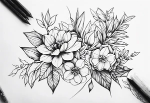 Facet joints, branches, flowers tattoo idea