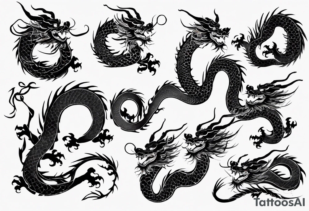 long chinese dragon with scales tattoo idea