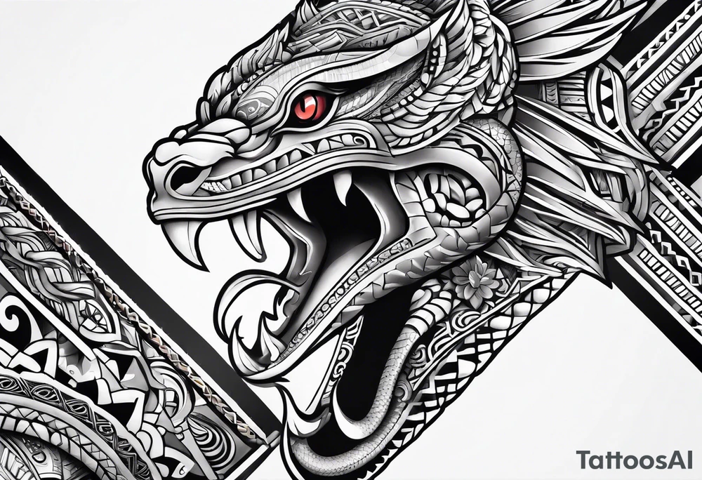 aztec snake sleeve tattoo idea