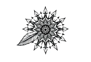spiritual bold line feather mandala indian tattoo idea