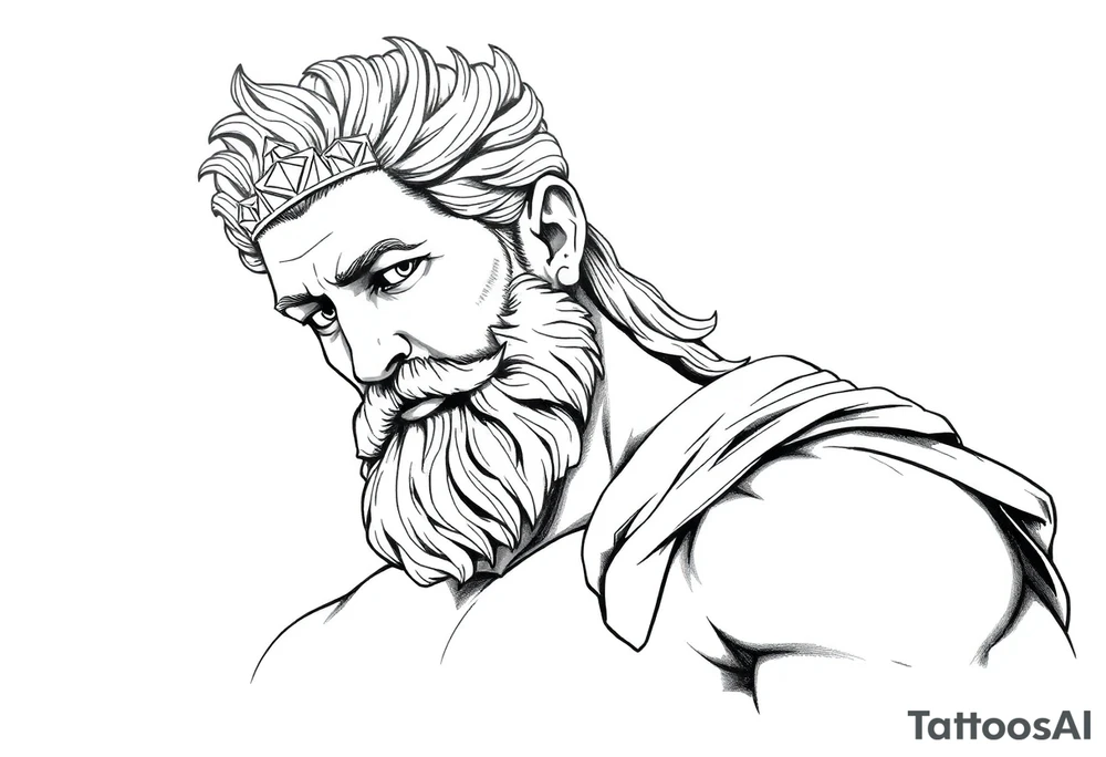 GREEK GOD LOOKING OVER HIS EMPIRE tattoo idea