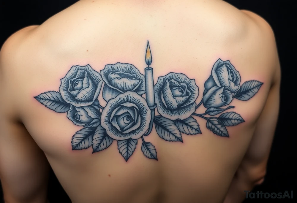 Blue roses and candle lights, water tattoo idea