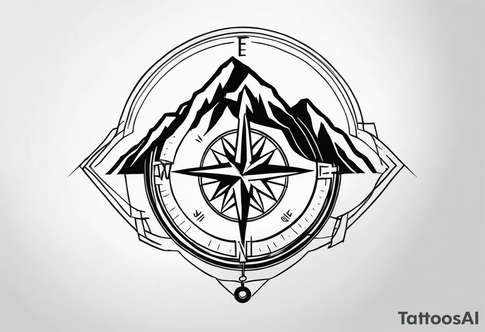 mountain and compass tattoo idea