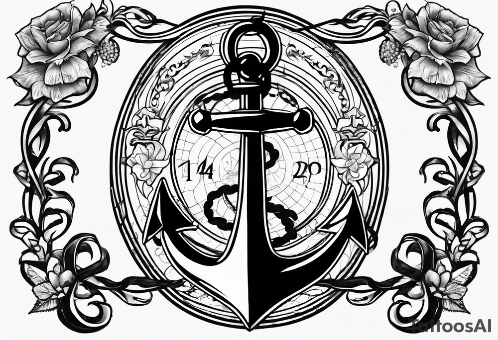 Anchor with ribbon around it with the names Blakely and Jaxton tattoo idea