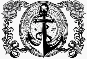 Anchor with ribbon around it with the names Blakely and Jaxton tattoo idea
