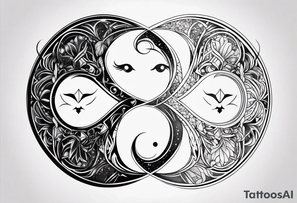 Gemini yin and yang animals tattoo idea