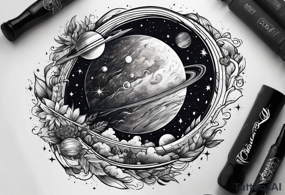 The name Drew space theme tattoo idea