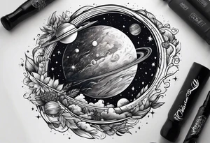 The name Drew space theme tattoo idea