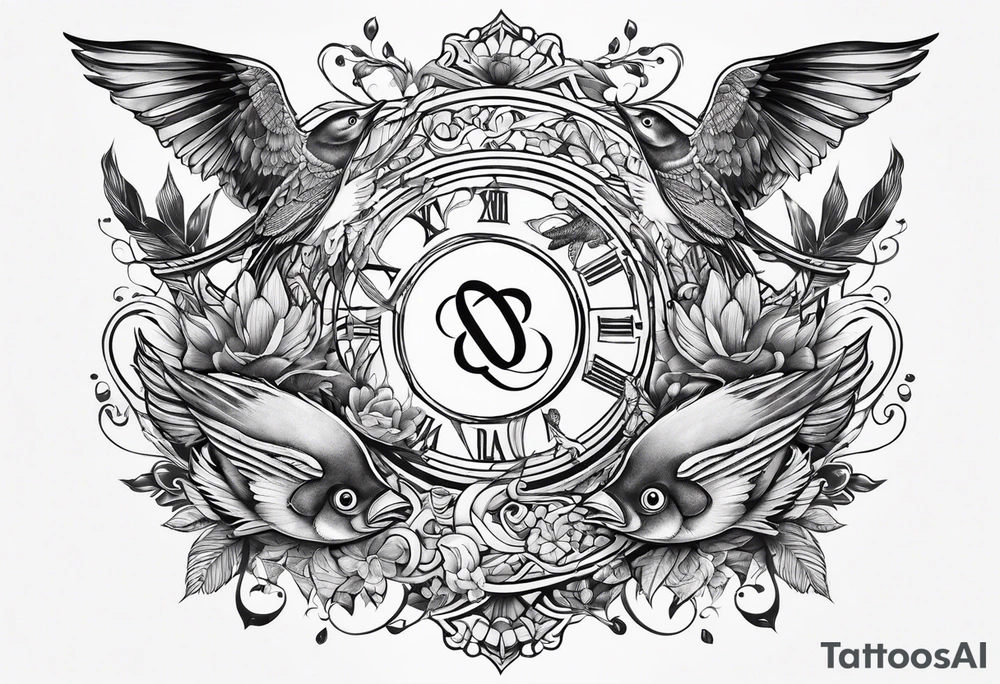 Infinity Symbol with birds and fish tattoo idea