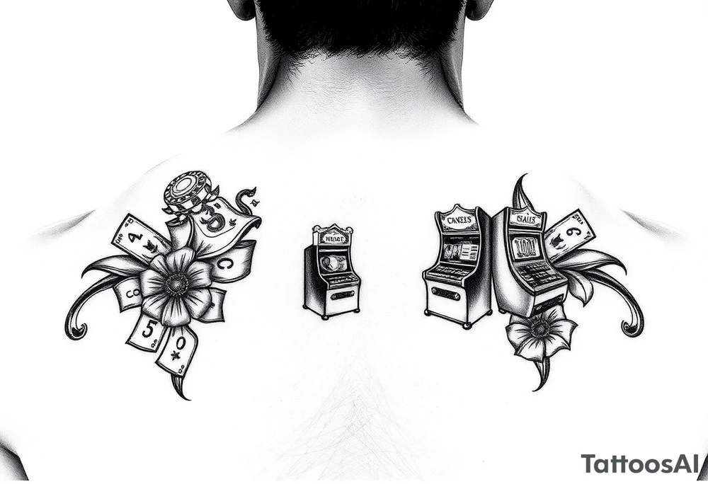 Casino, money, slot machines Las Vegas tattoo idea