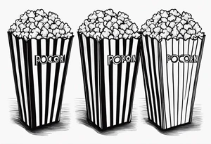 Traditional cinema Popcorn box with vertical stripes tattoo idea