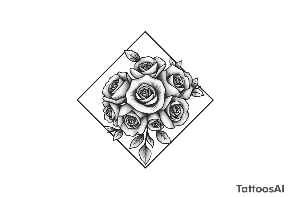 Small Roses filling up the inside of an lateral diamond shape tattoo idea