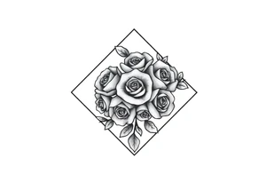 Small Roses filling up the inside of an lateral diamond shape tattoo idea