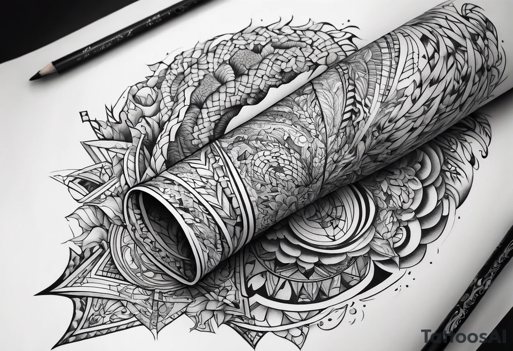 extreme fragmented twisted tissue anger pain on elbow tattoo idea