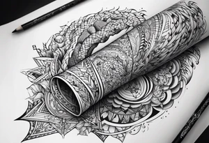 extreme fragmented twisted tissue anger pain on elbow tattoo idea
