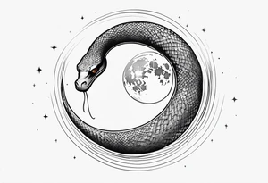 Snake wrapping around a Crescent moon tattoo idea