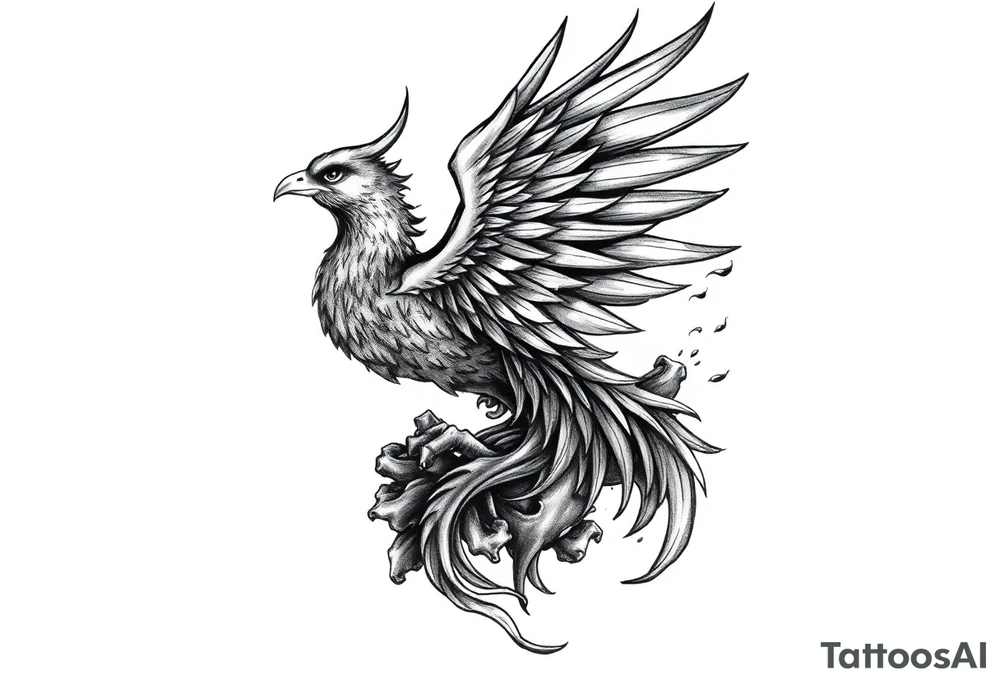 Phoenix rising from the ashes tattoo idea