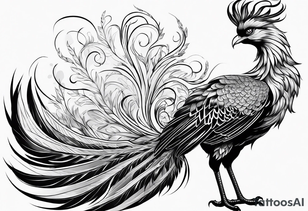 Asian phoenix with a long neck tattoo idea