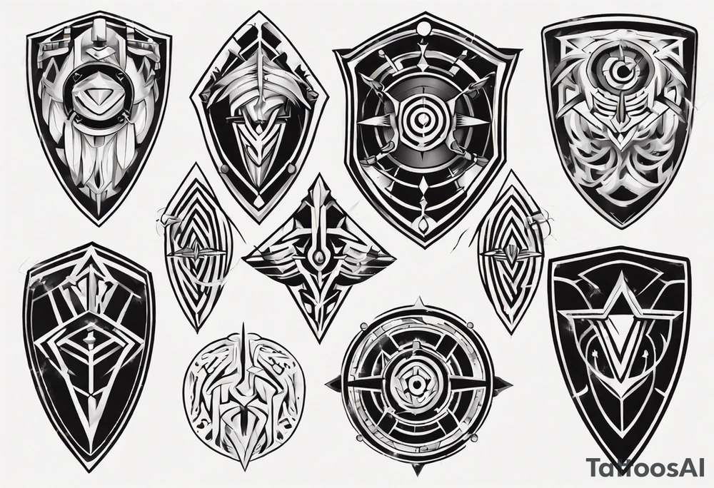 Shield symmetrical tattoo idea