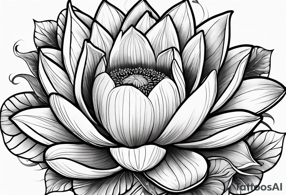 Blue lotus, sunflower, and fire lily flowers representing the holy trinity tattoo idea