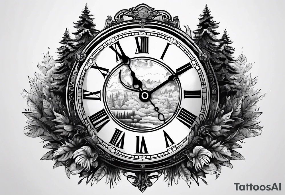 clock, time, forest, underground, grave, crypto tattoo idea