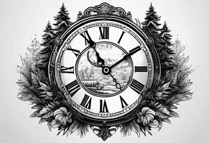 clock, time, forest, underground, grave, crypto tattoo idea