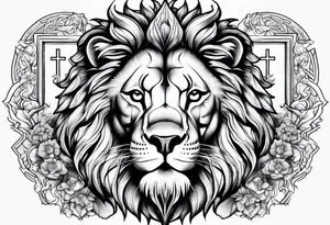 Lion, cross, praying hands, Scarlett, Faith, angels gods tattoo idea