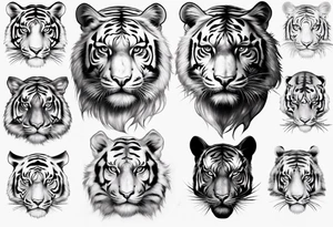 half tiger half human face realistic tattoo idea