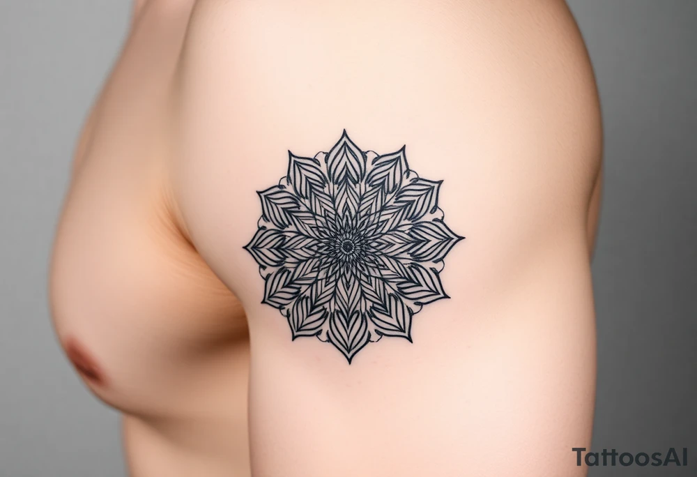 intricate mandala with sacred geometry and cosmic elements tattoo idea