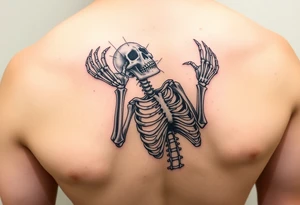 Hell skeleton trying to reach up tattoo idea