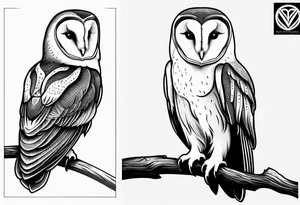 barn owl descending on prey tattoo idea