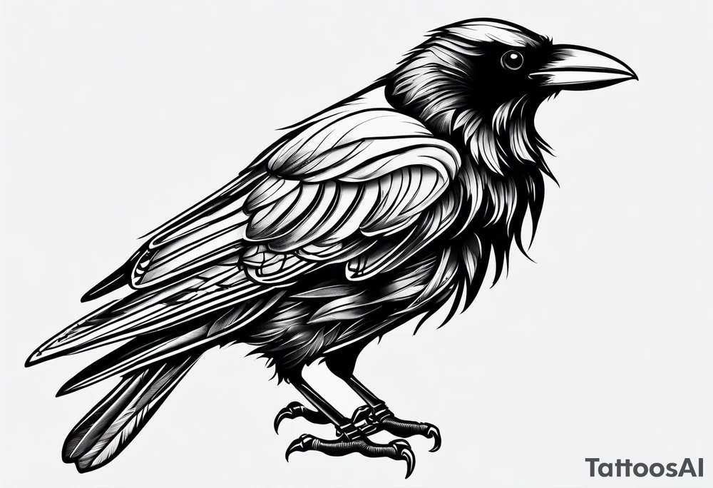 simple crow tattoo line artwork tattoo idea