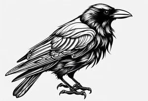 simple crow tattoo line artwork tattoo idea