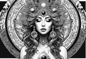 Gaia, hands over head , holding orb of creation above head tattoo idea