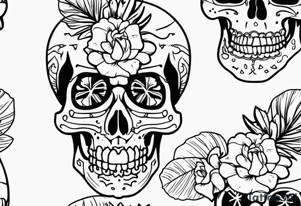 skeleton wearing a hawaiian shirt tattoo idea