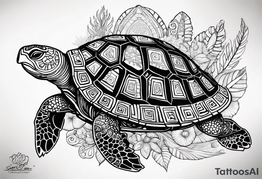 potawatomi turtle with the name sam incorporated into the shell design tattoo idea