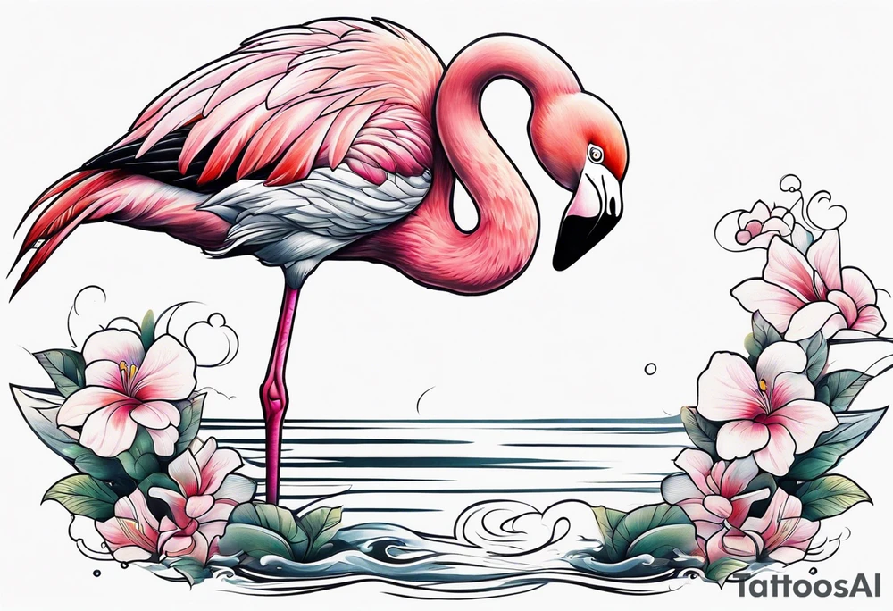 cute flamingo tattoo idea