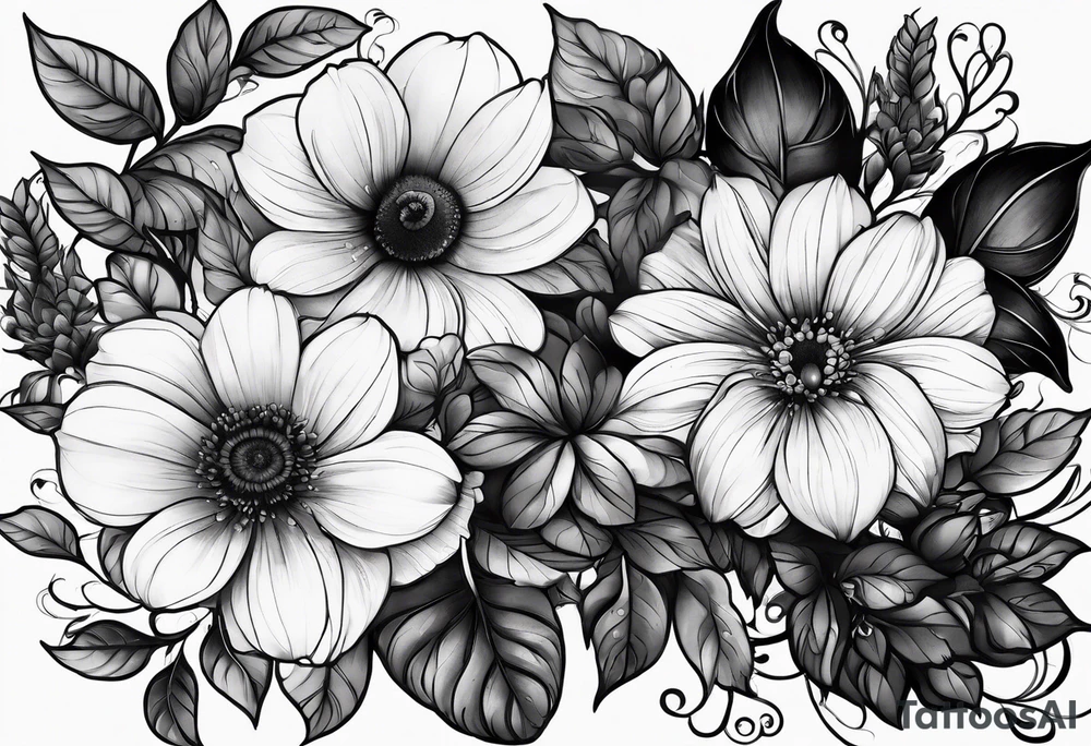 Black flowers tattoo idea