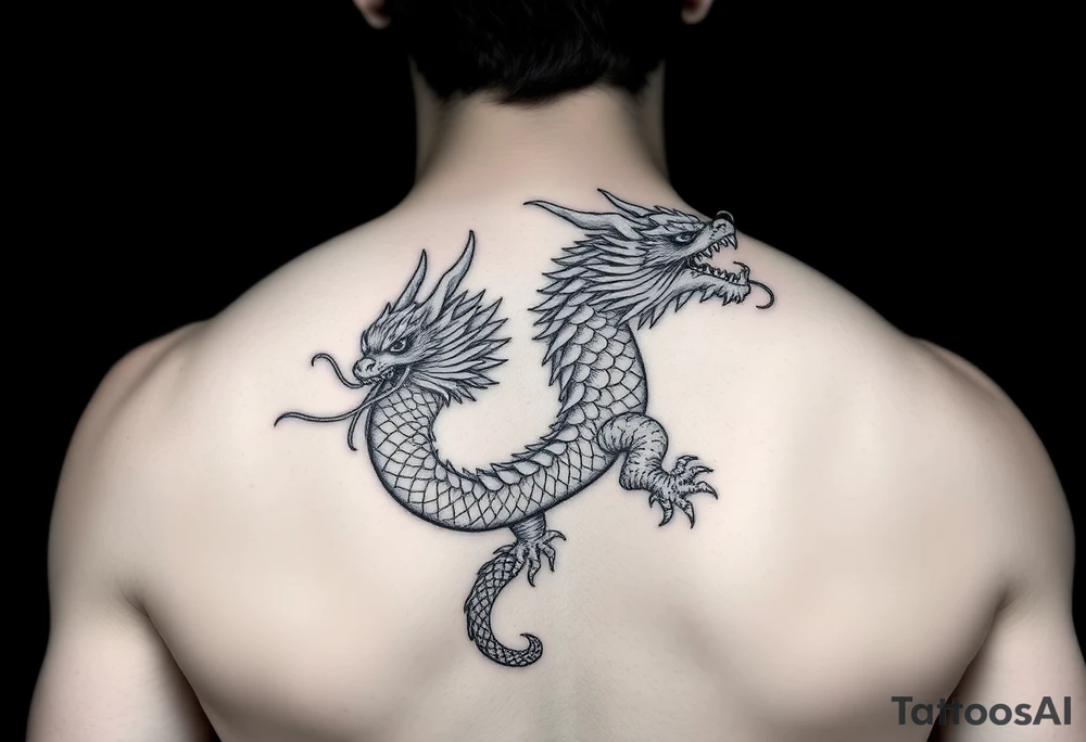 Japanese dragon back piece tattoo idea