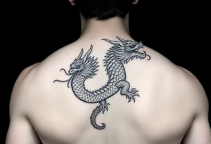 Japanese dragon back piece tattoo idea