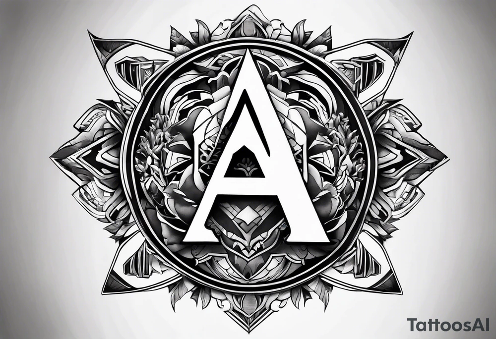 the letters A R in the middle of a ninja headband tattoo idea