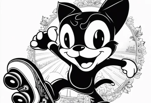 Felix 
The cat skateboarding. tattoo idea