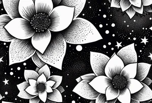 Stars flowers tattoo idea