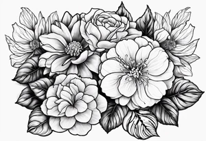 Begonia flower, hydrangeas, marigolds, gerber daisies, rose, lily tattoo idea