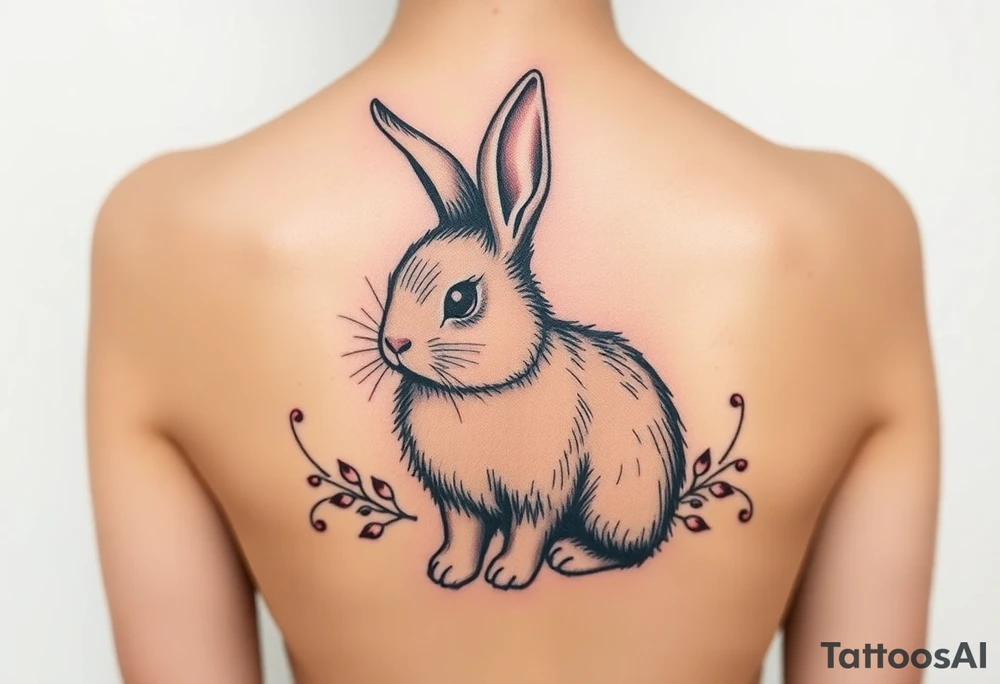a cute little long haired bunny rabbit tattoo idea
