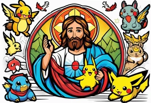 Jesus if he were a pokemon tattoo idea