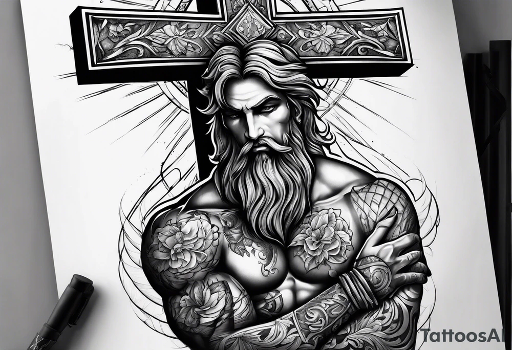 man carrying a cross tattoo idea
